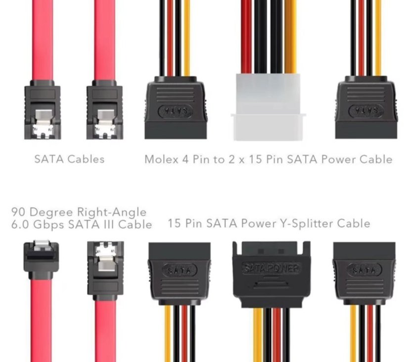 Sada rámeček pro 2x 2.5" HDD/SSD na 3.5" pozice, montážní sada s datovými a napájecími kabely SATA
