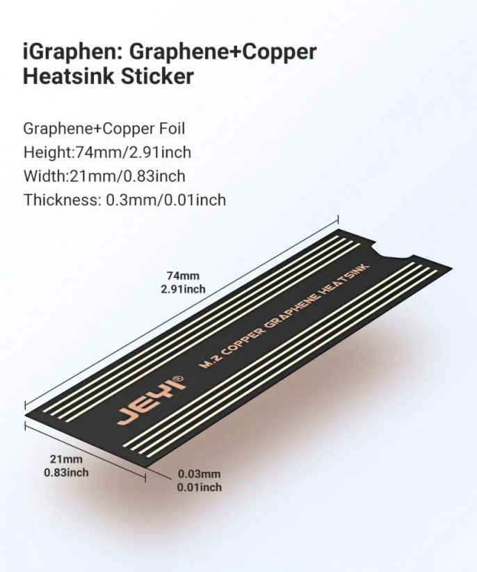 JEYI Grafenový chladič M.2 SSD, NVMe NGFF 2280, 2ks