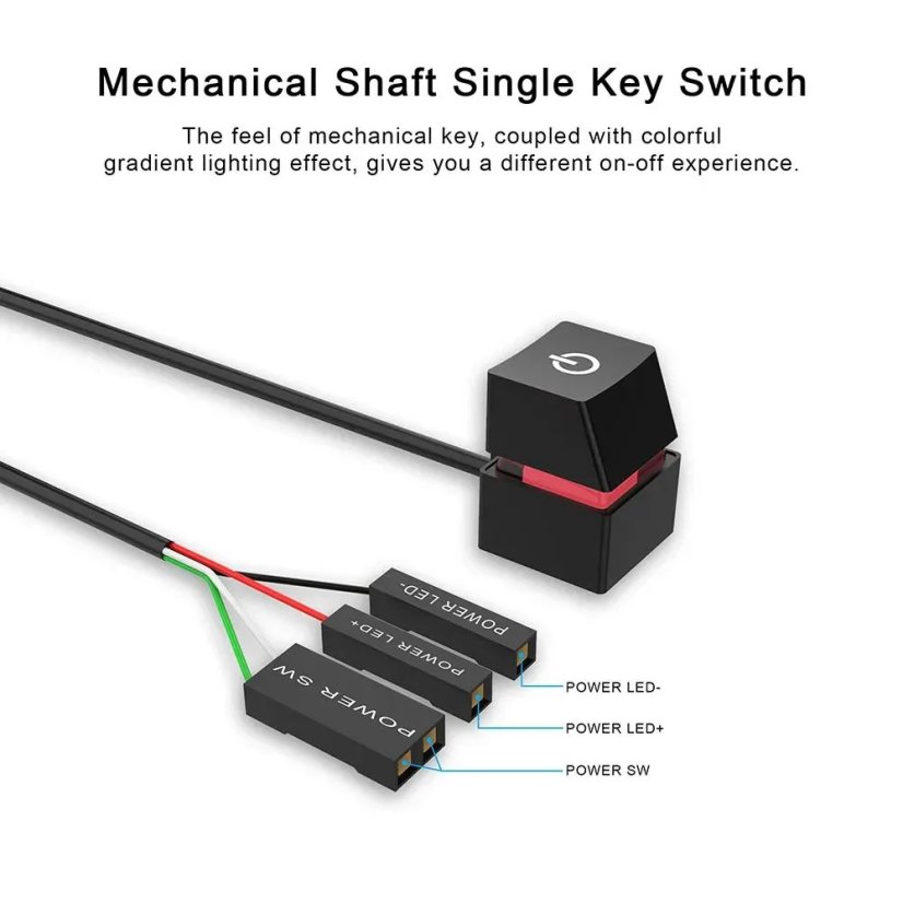 POWER BUTTON zapínací tlačítko externí pro stolní PC, barevné LED podsvícení