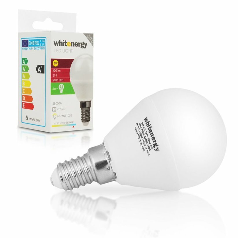 Whitenergy LED žárovka SMD2835 B45 E14 5W bílá mléčná studená