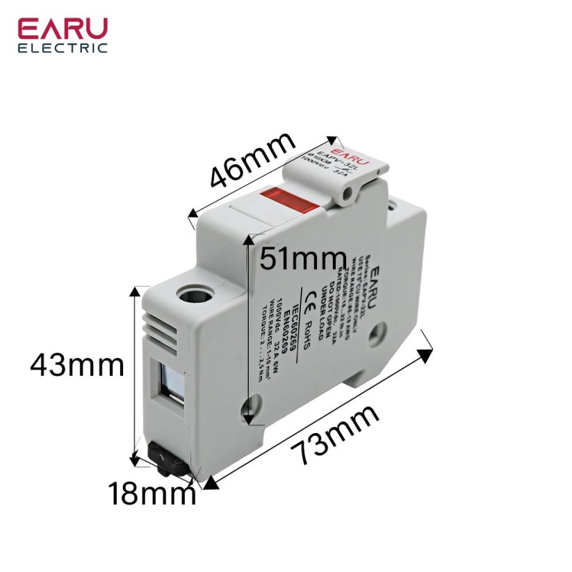 EARU 1P DIN pojistkový odpojovač PV DC 1000V 32A