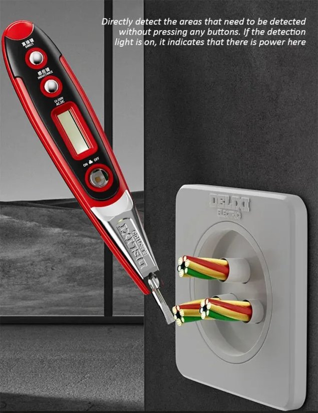 DELIXI ELECTRIC testovací pero 12-220V s displejem a světlem