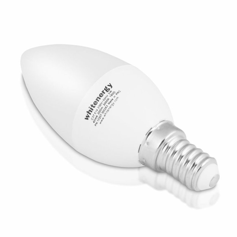 Whitenergy LED žárovka SMD2835 C37 E14 3W bílá mléčná teplá - svíčka
