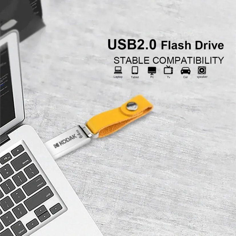 KODAK 32GB flash disk, USB 2.0, s poutkem - žlutá
