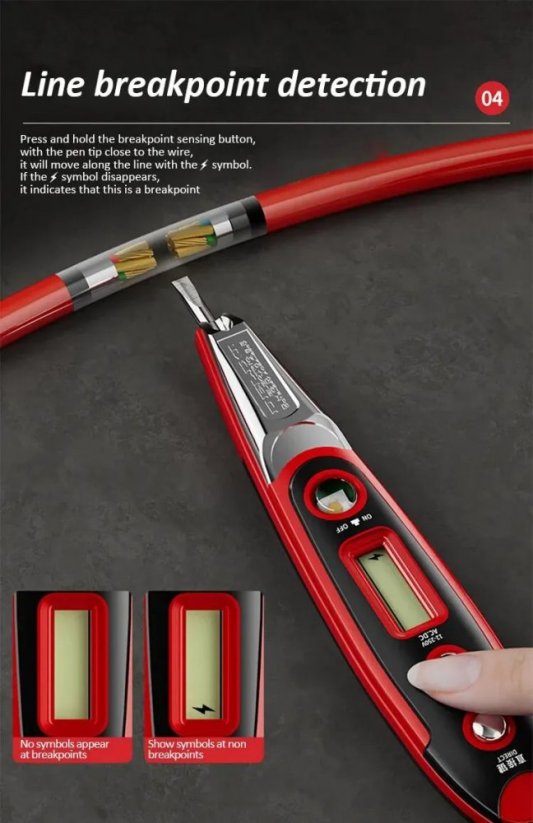 DELIXI ELECTRIC testovací pero 12-220V s displejem a světlem