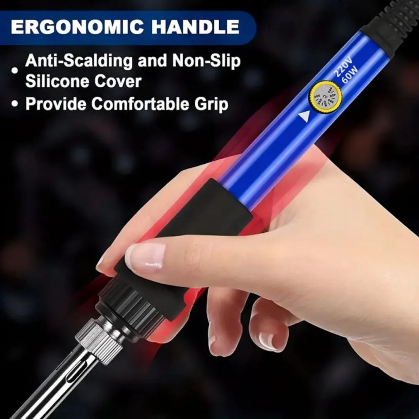 Elektrická PEN páječka 60W, černá, nastavitelná teplota, výměnné hroty, sada