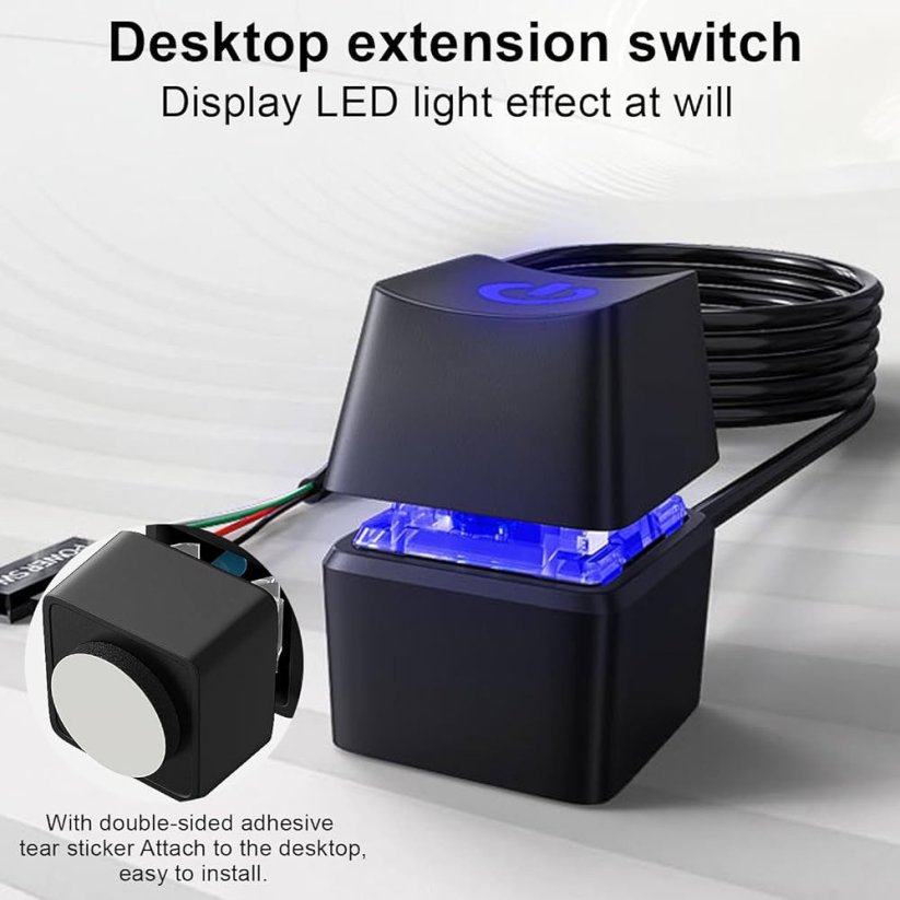 POWER BUTTON zapínací tlačítko externí pro stolní PC, barevné LED podsvícení