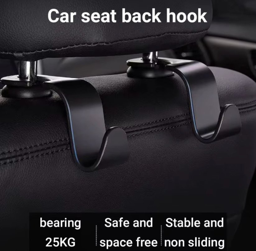 Háčky na sedadlo 4ks, plast, černé, matné