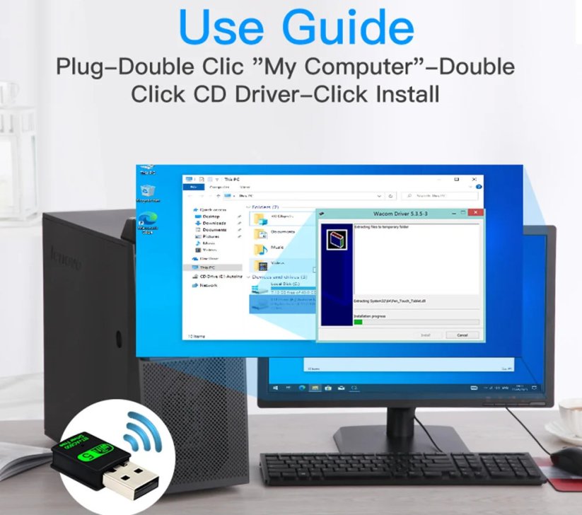 FENVI 600Mbps USB WiFi + Bluetooth adaptér