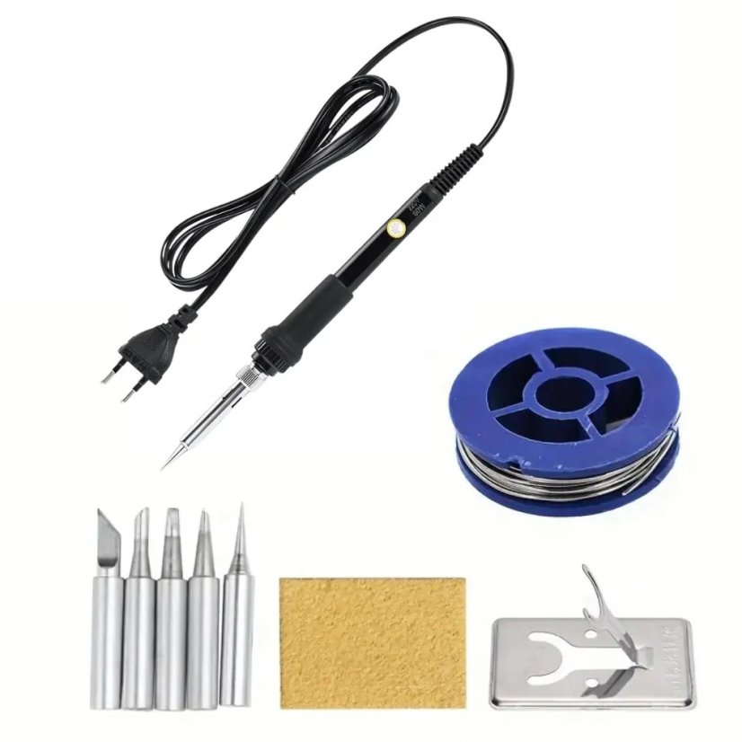 Elektrická PEN páječka 60W, černá, nastavitelná teplota, výměnné hroty, sada
