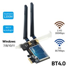 Fenvi WiFi5/BT4.0 AC1200 PCIe karta, 2 antény, 867 Mb/s WiFi5, Bluetooth 4.0 Dual Band 2,4/5Ghz, 802.11ac