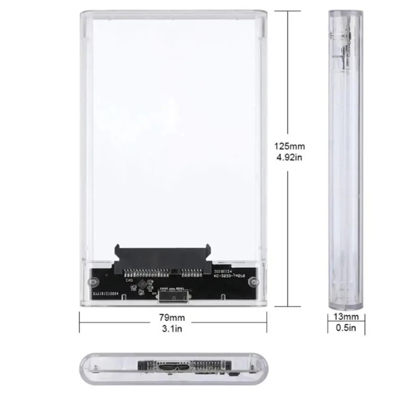 Pouzdro na 2.5" HDD SSD SATA, USB 3.1 Typ C, transparentní