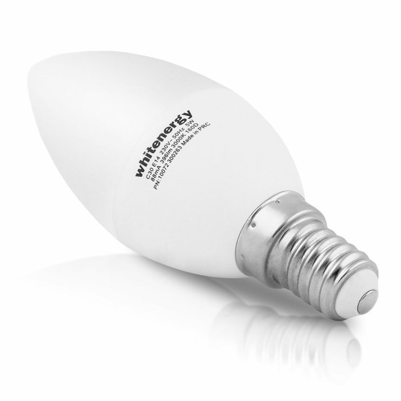 Whitenergy LED žárovka SMD2835 C30 E14 5W bílá mléčná teplá - svíčka