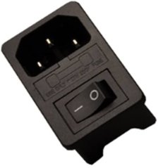 EARU napájecí zásuvka IEC320 C14 s kolébkovým spínačem a pojistkou 10A, černá