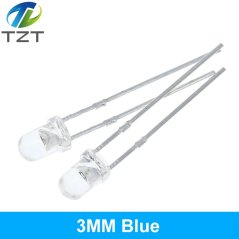 TZT F3 Ultra Bright 3mm LED dioda, čirá, kulatá, modrá