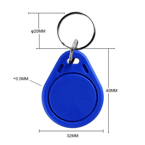 RFID ISO14443 MF přepisovatelný přívěsek na klíče 13.56MHz 1K S50, modrý