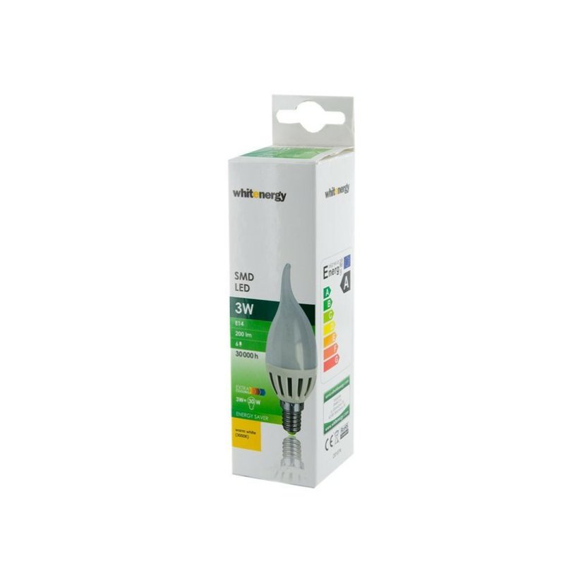 Whitenergy LED žárovka 6 x SMD CA37 E14 3W bílá mléčná teplá – svíčka