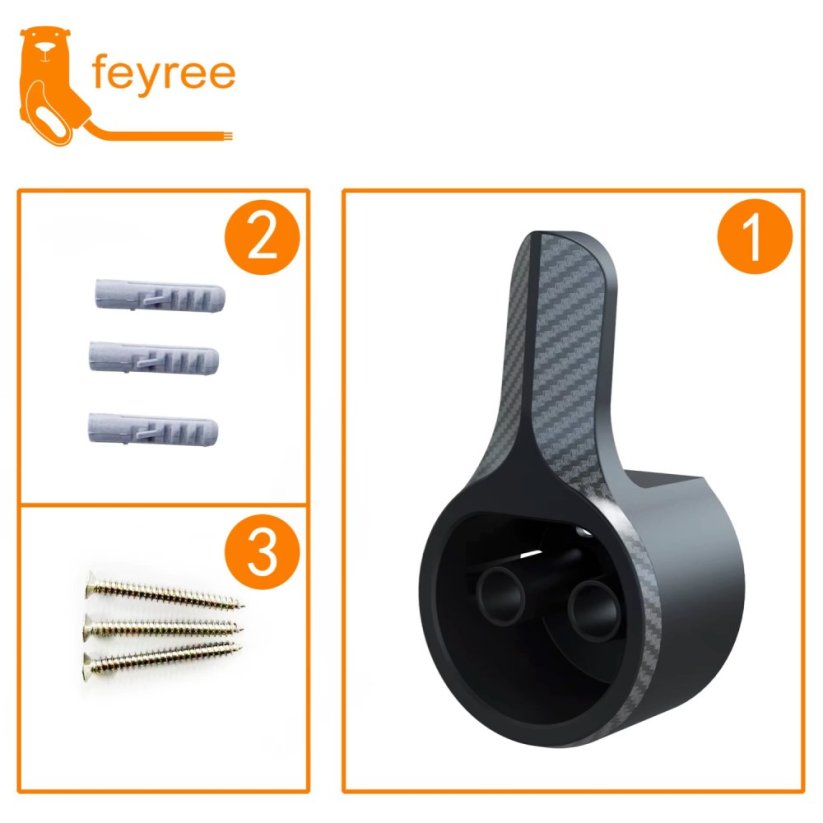 Feyree EV Dock Type 2, nástěnný držák kabelu, černý