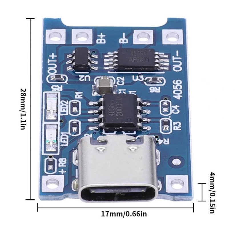 Type-C USB 5V 1A 18650 TP4056 modul nabíjení lithiových baterií s ochranou