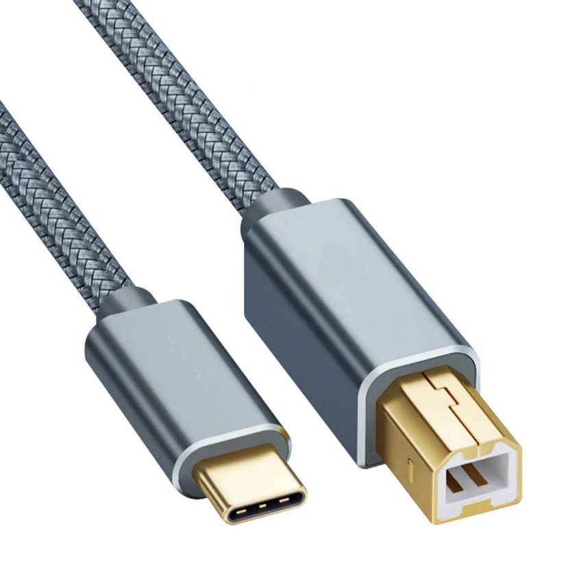 Kabel NIERBO USB-B na USB-C, 2m, nylonový pletený