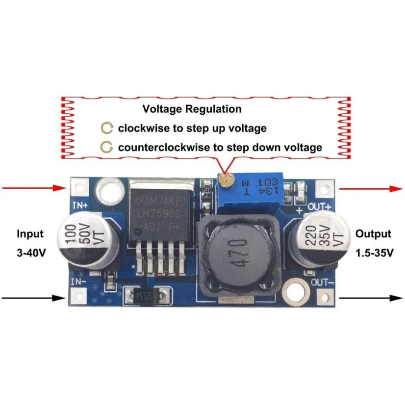 LM2596S regulátor napětí 3.0-40V na 1.5-35V, nastavitelný