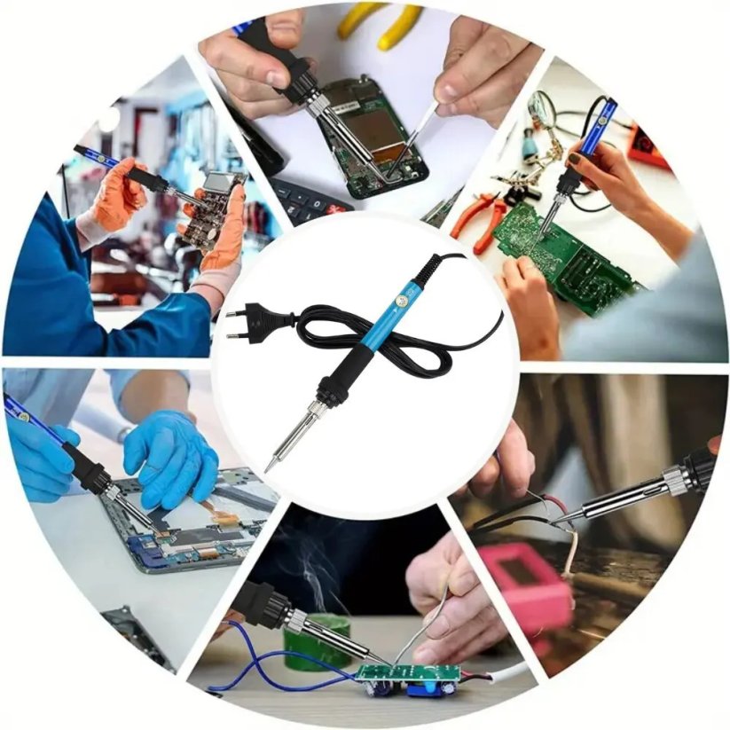 Elektrická PEN páječka 60W, černá, nastavitelná teplota, výměnné hroty, sada