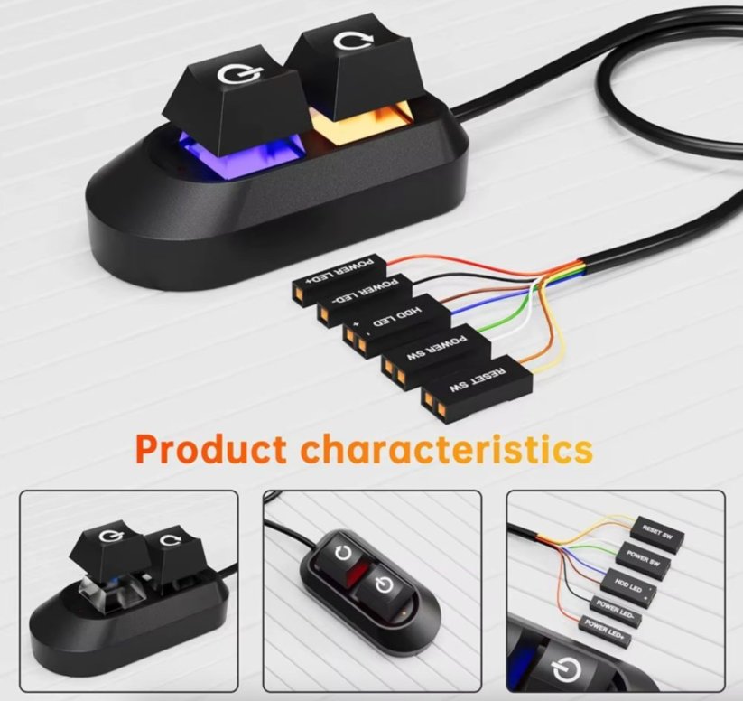 POWER&RESET BUTTONS, externí mechanická tlačítka, zapínací a reset tlačítko pro stolní PC