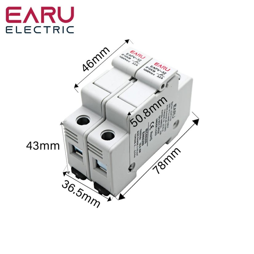 EARU 2P DIN pojistkový odpojovač PV DC 1000V 32A