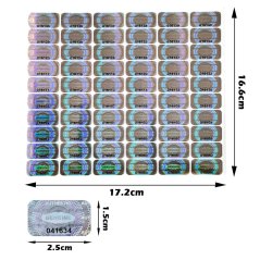 Holografické bezpečnostní nálepky (pečeť), 25x15mm, stříbrné, arch 60ks