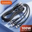 Toocki 3v1 USB kabel 6A 100W, USB-C / Micro USB / iPhone lightning, černý/šedý