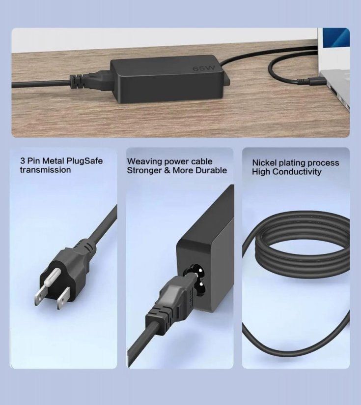 Reletech 65W USB-C napájecí adaptér pro Lenovo, HP