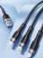 Toocki 3v1 USB kabel 6A 100W, USB-C / Micro USB / iPhone lightning, černý/šedý