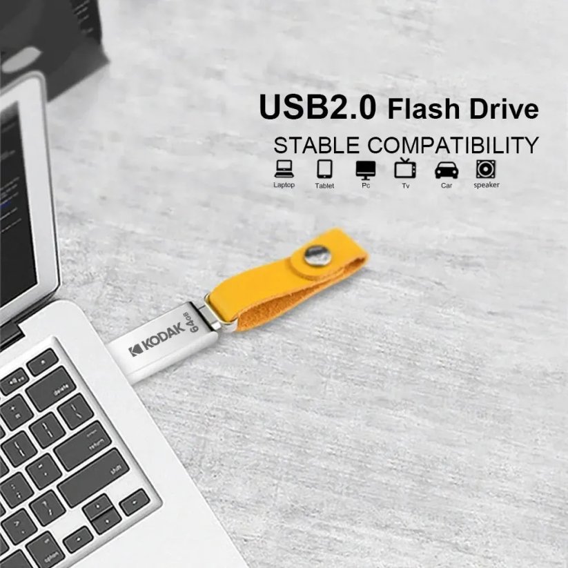 KODAK 32GB flash disk, USB 2.0, s poutkem - žlutá