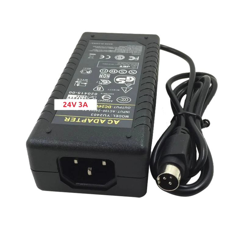 Napájecí adaptér 24V 3A 3PIN, 240V/50-60Hz