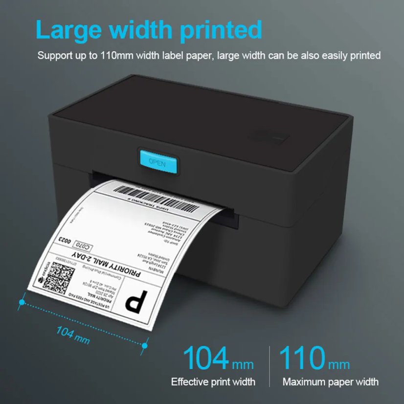 HZTZ Label Printer POS-9220, USB, WiFi, BT, termální tiskárna štítků se stojanem štítků