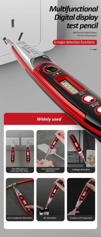 DELIXI ELECTRIC testovací pero 12-220V s displejem a světlem